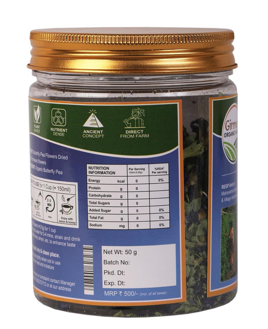 Organic Butterfly Pea Flower - 50g Jar - Girme’s