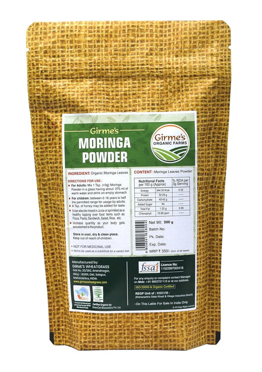 Moringa Powder 200g Pouch - Girme’s