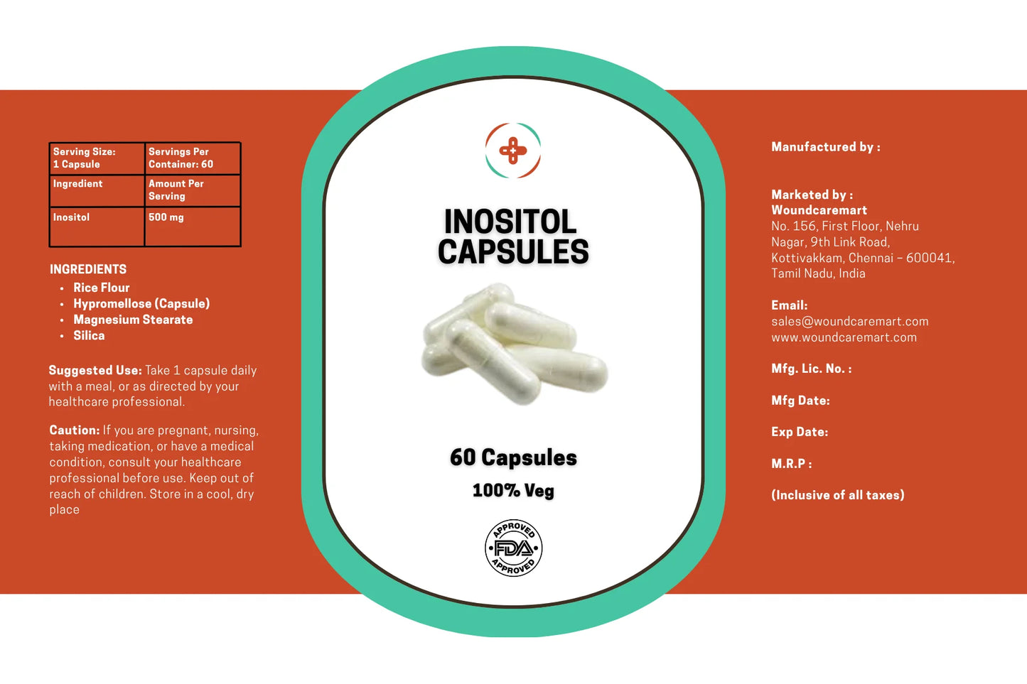 Inositol (Vitamin B8) Capsules – Supports Hormonal Balance & Mental Wellness