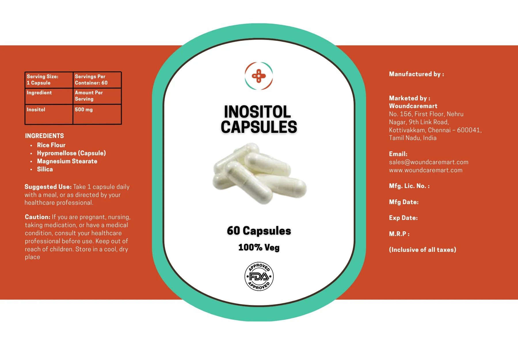 Inositol (Vitamin B8) Capsules – Supports Hormonal Balance & Mental Wellness