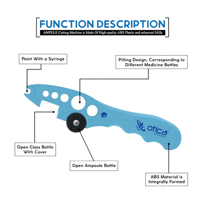OTICA Ampoule Cutter for Doctors Nurse, Ampule Breaker for Hospital and Clinic (Blue)