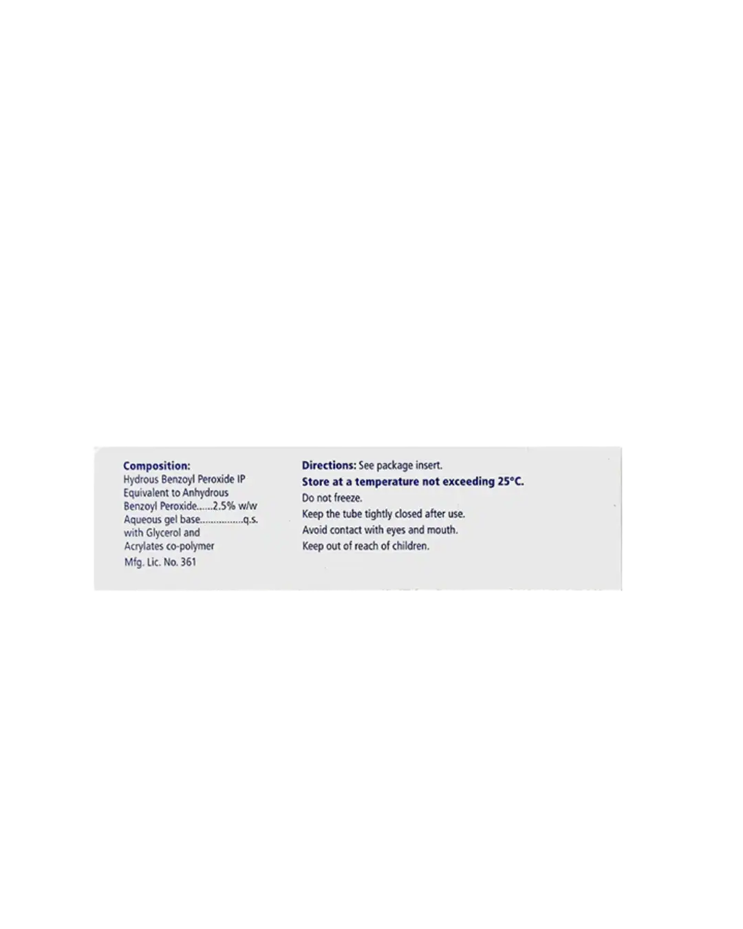 Benzac AC 2.5% Gel 30 GM Galderma Pharma
