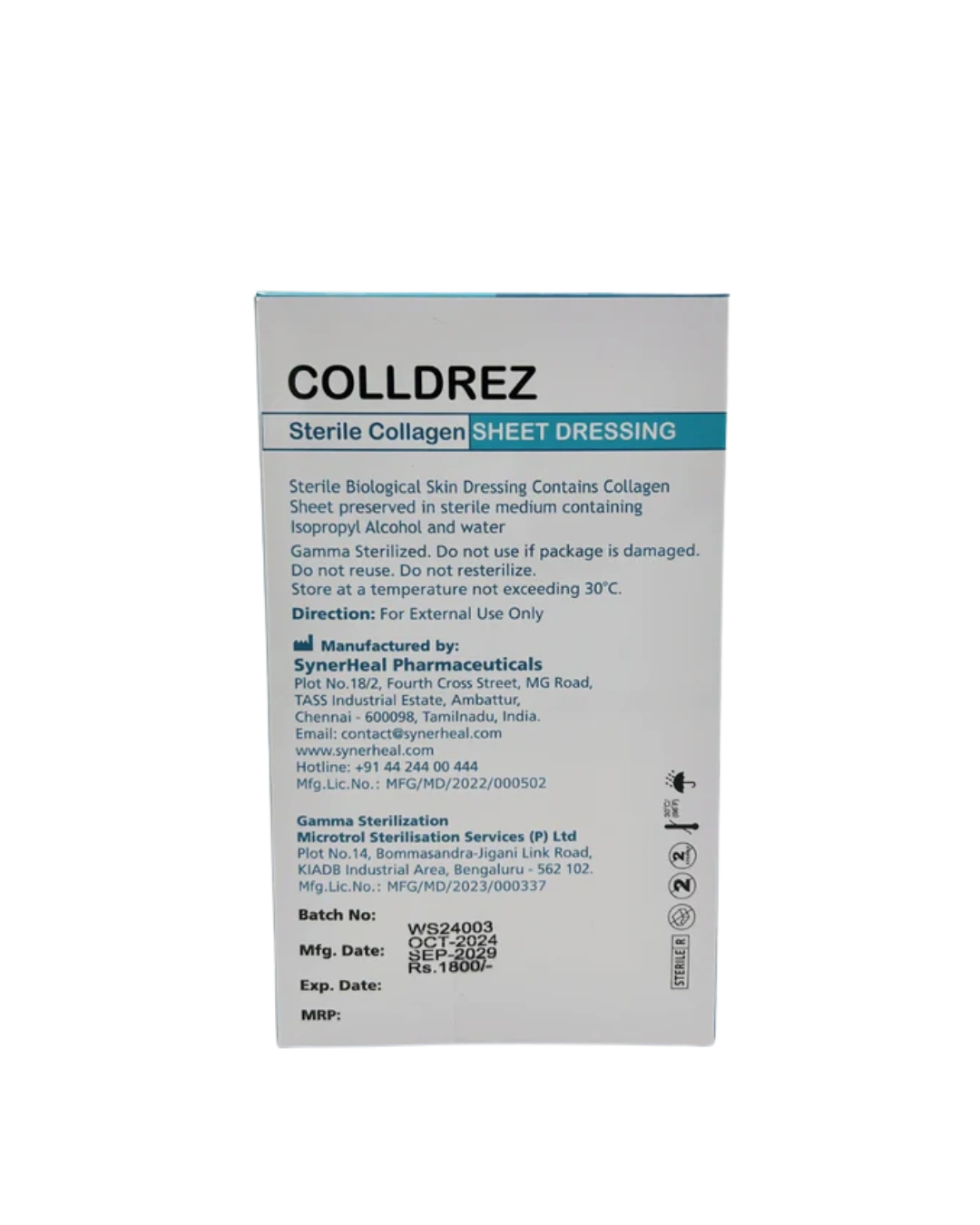 Colldrez Wet Collagen Sheet Dressing for Burn