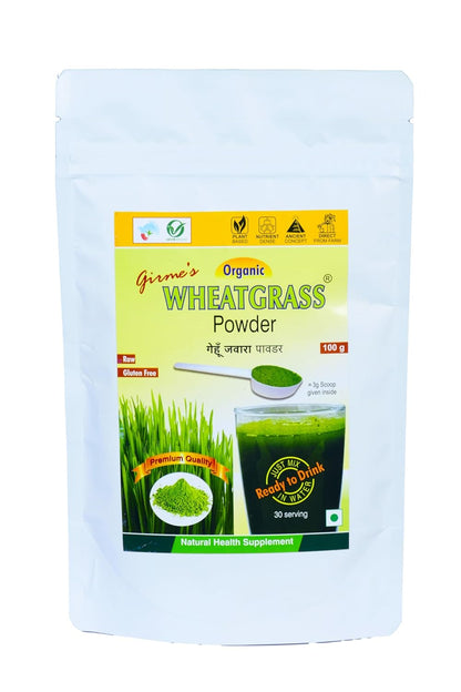 Organic Wheat Grass Powder - 100g Pouch - Girme's