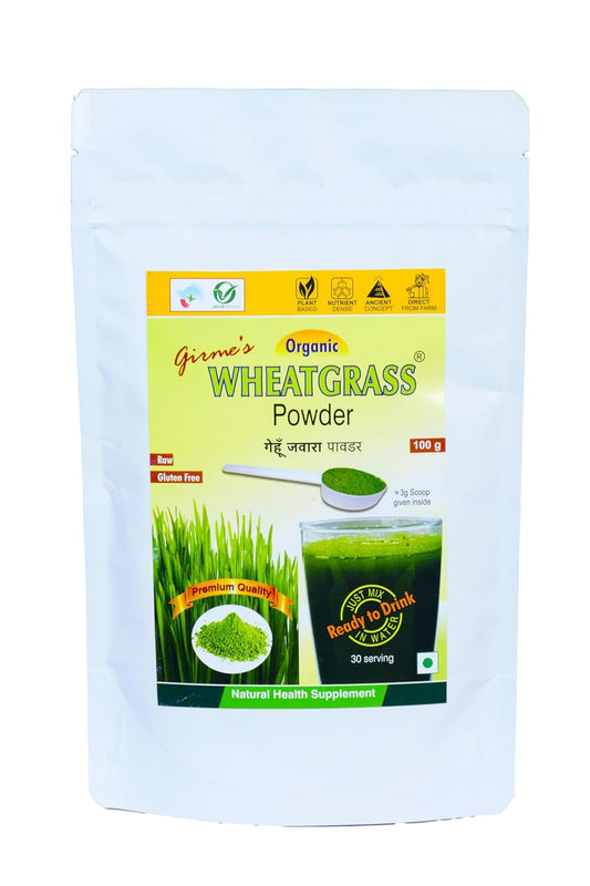 Organic Wheat Grass Powder - 100g Pouch - Girme's