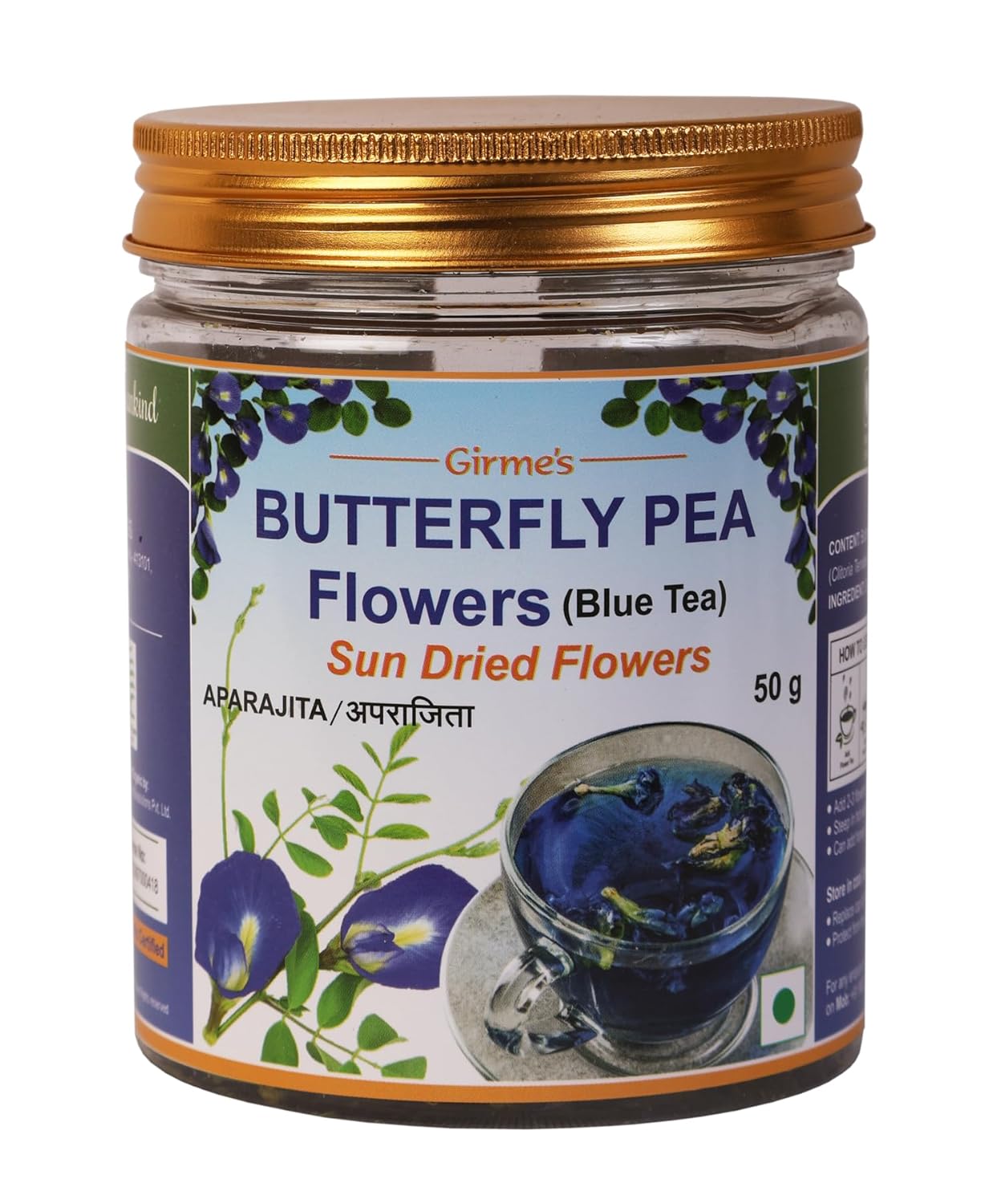 Organic Butterfly Pea Flower - 50g Jar - Girme’s