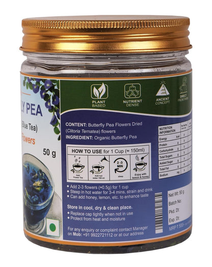 Organic Butterfly Pea Flower - 50g Jar - Girme’s