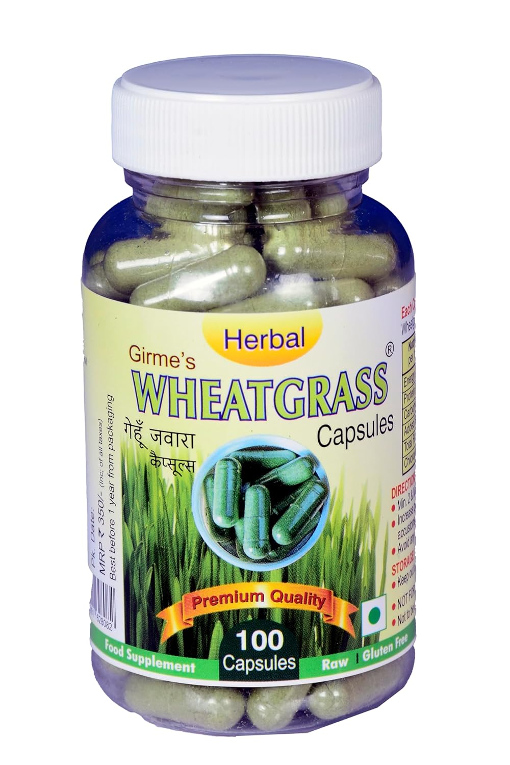 Girme's Wheatgrass Capsules (0.4gm x 100 Capsules)