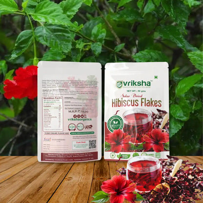 Vriksha Hibiscus Flower Flakes | 100% natural, sun-dried | A versatile superfood for wellness and beauty