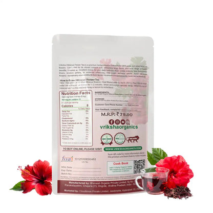 Vriksha Hibiscus Flower Flakes | 100% natural, sun-dried | A versatile superfood for wellness and beauty