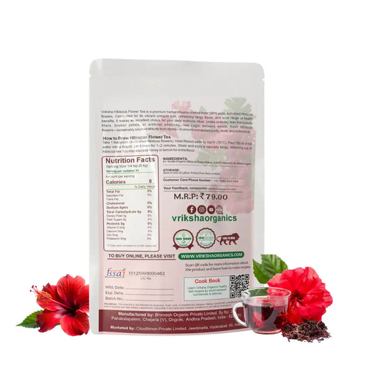 Vriksha Hibiscus Flower Flakes | 100% natural, sun-dried | A versatile superfood for wellness and beauty
