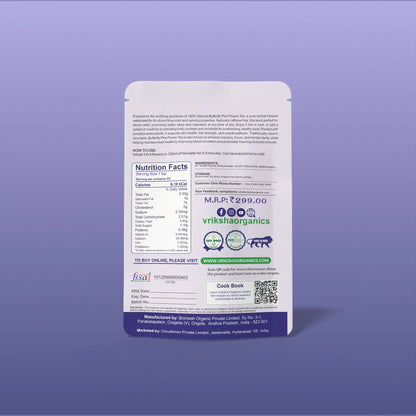 Vriksha Butterfly Pea Flower Flakes | Enhance cognitive function and Memory | Caffeine-free