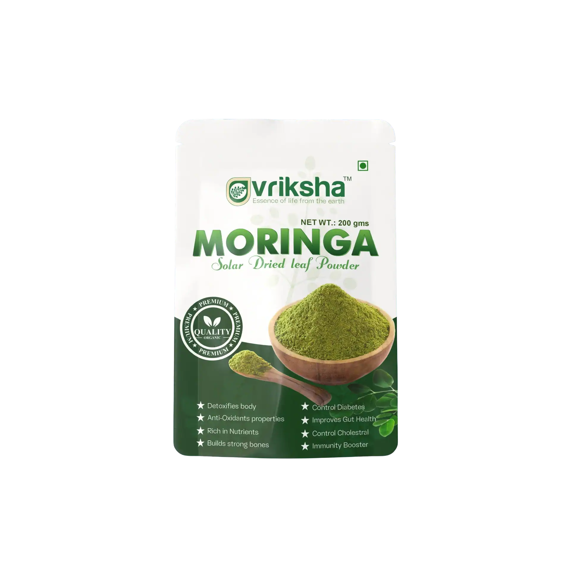 Vriksha Organic Moringa Powder 200gm | A Complete Protein Source | Loaded with Antioxidants